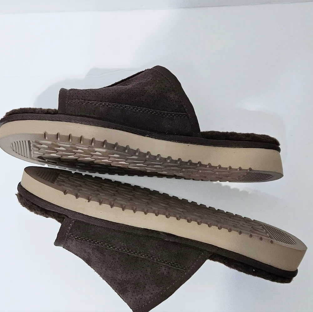 NWOT Koolaburra By Ugg Dawsen Men's Brown Leather Slippers Sz 9 - Picture 4 of 7